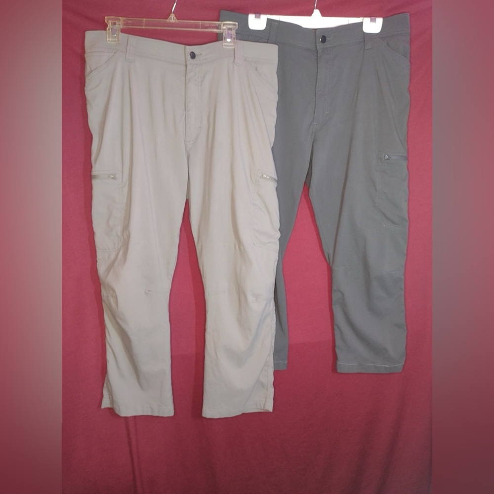 Lot of 2 Wrangler Men’s Cargo Pants - Grey & Beige - Size 38x30